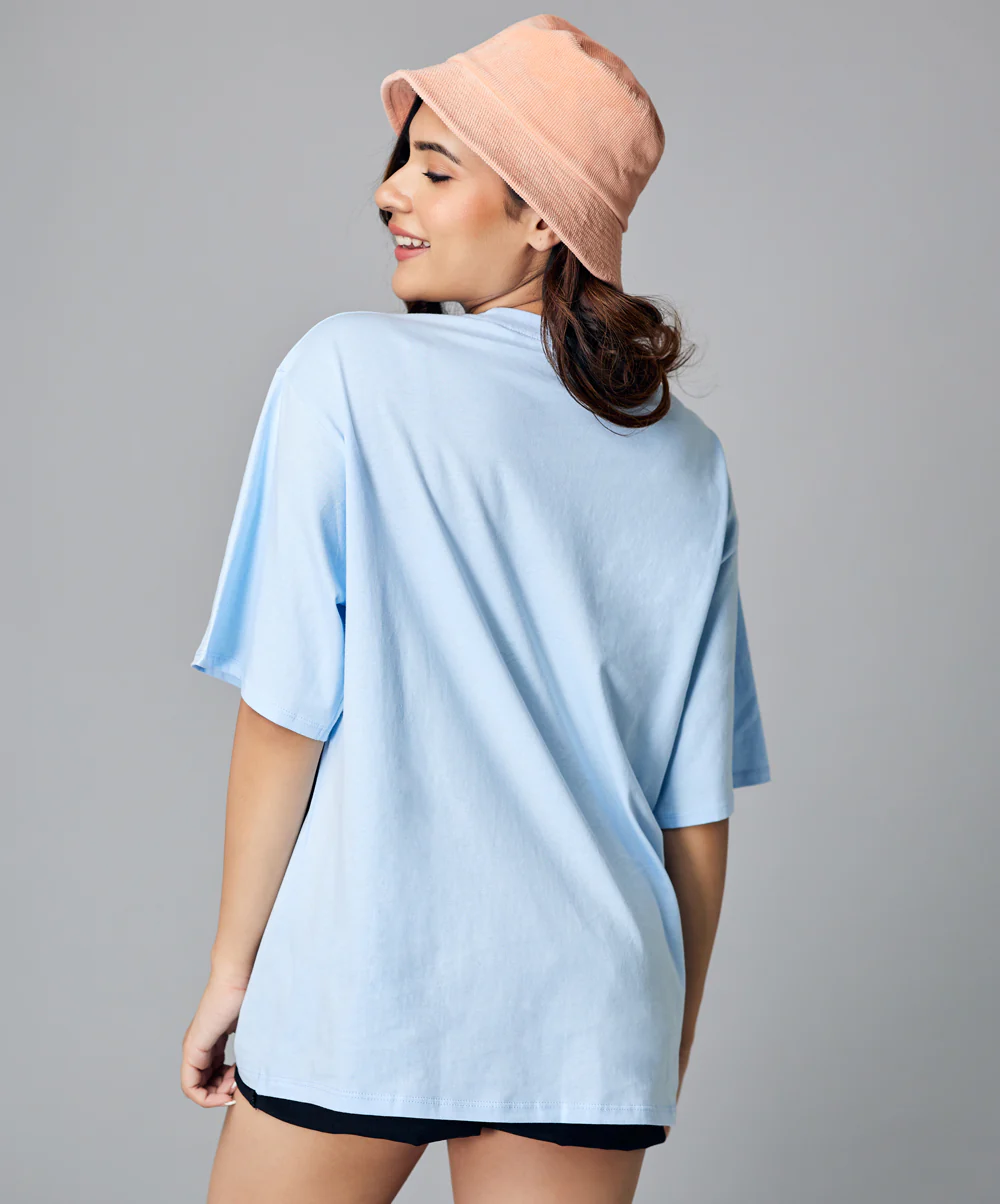 Oversize Light Blue Floral Tshirt - Image 4