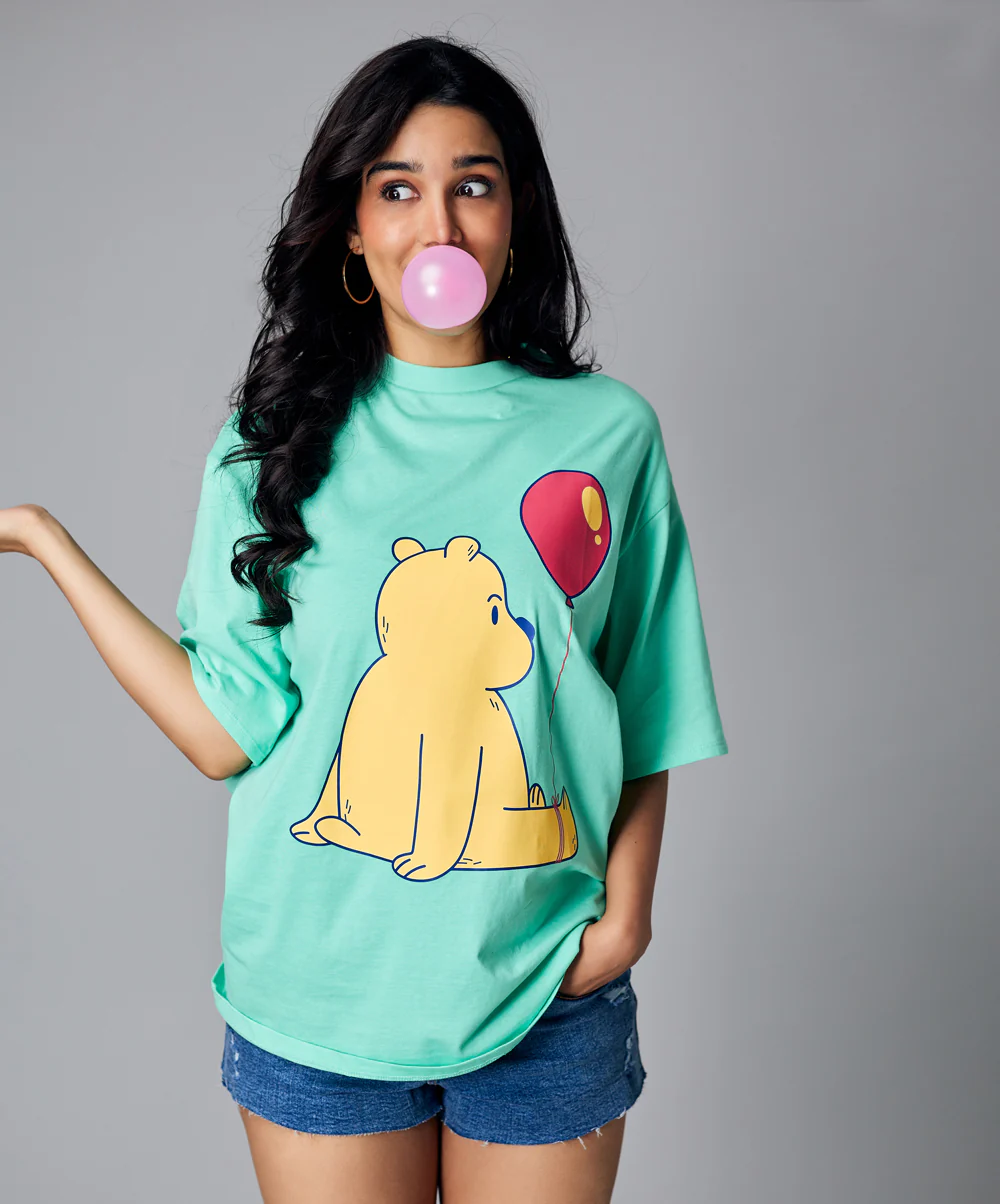 Oversize Light Green Bear Tshirt - Image 2