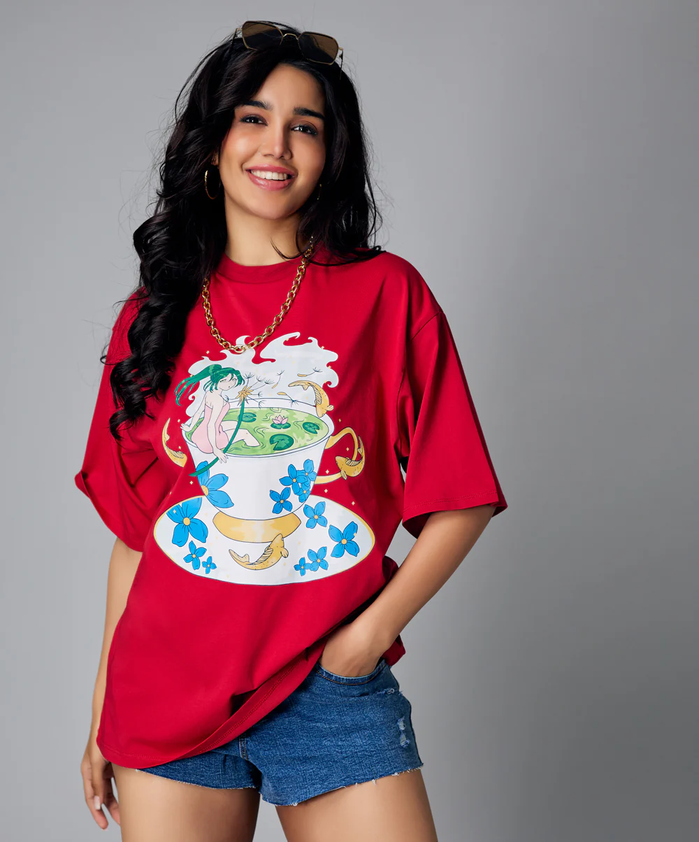 Oversize Maroon Printed Tshirt - Image 3