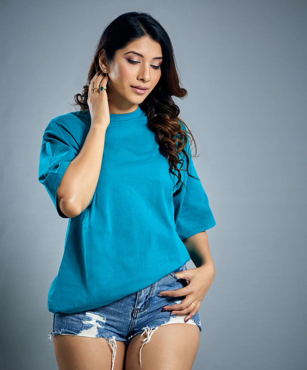 Oversize Peacock Blue Tshirt - Image 2