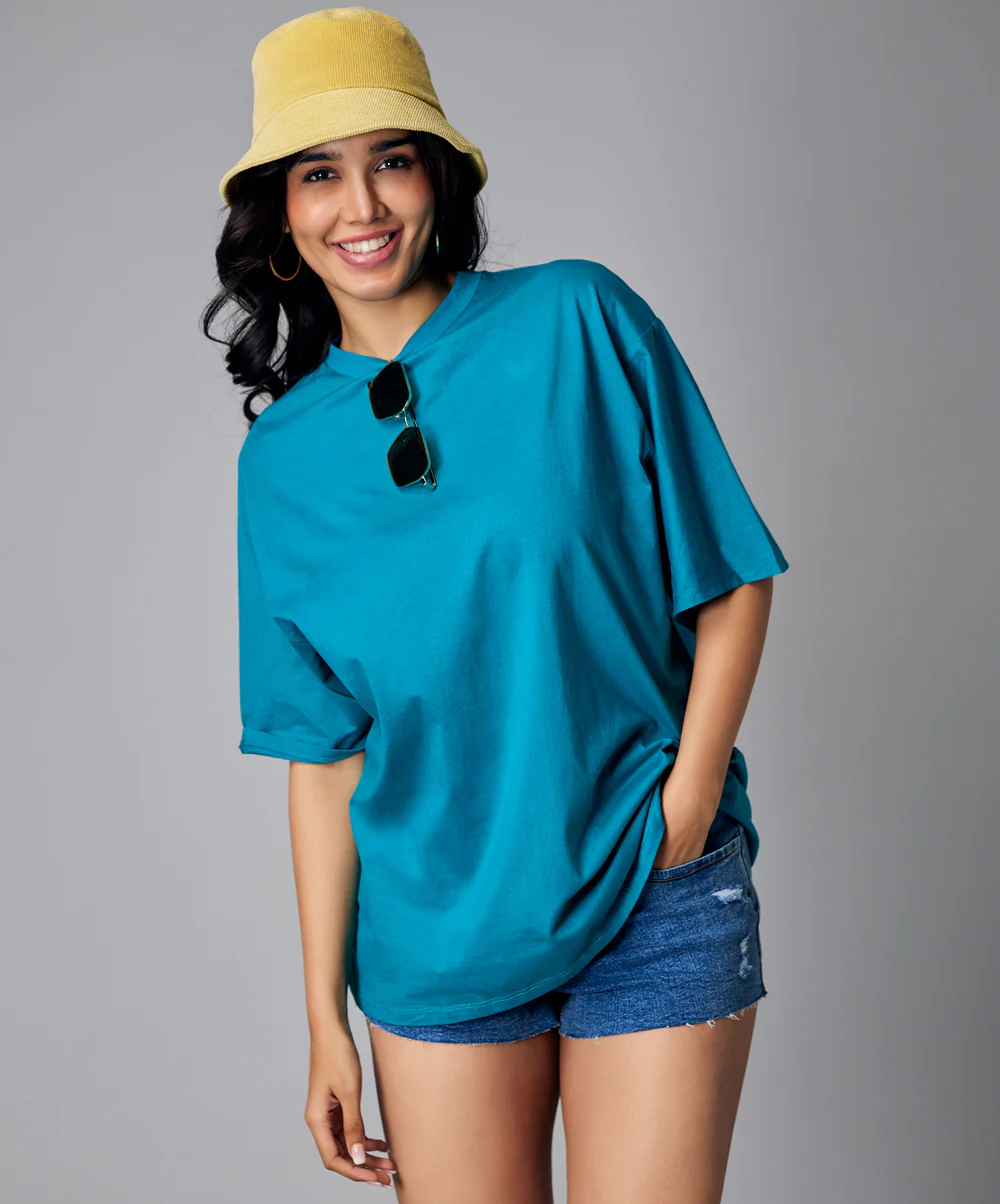 Oversize Peacock Blue Tshirt - Image 6