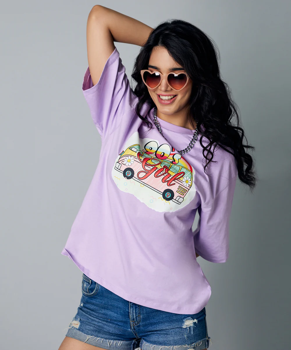 Oversize Purple 90's Girl Tshirt - Image 3