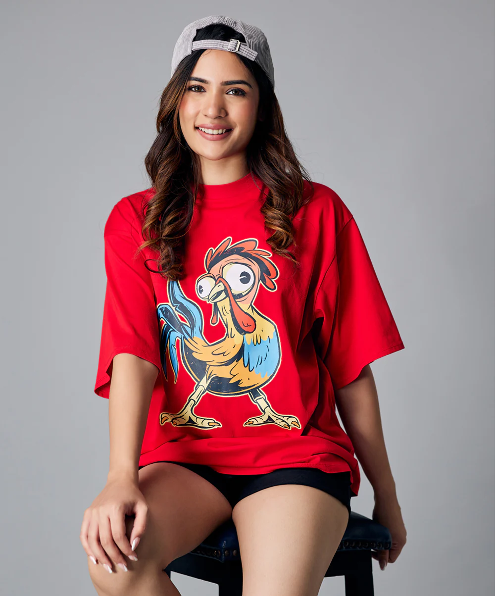 Oversize Red Chick Tshirt - Image 2
