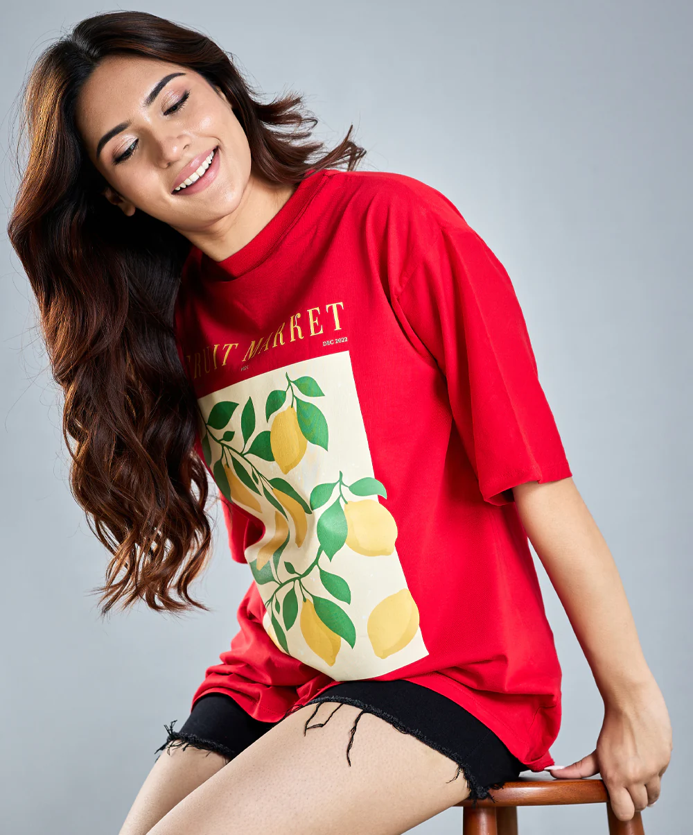 Oversize Red Lemon T-Shirt - Image 2