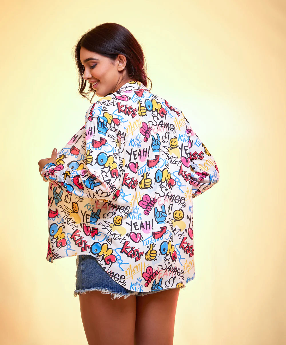 Oversized chiffon printed classy shirt - Image 5