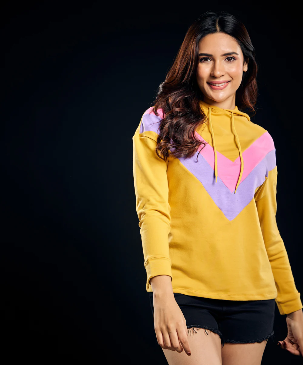 Oversized Colour Contrast Long Sleeve Hoodie - Image 2