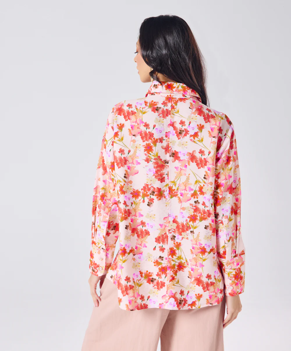 Oversized Orange Printed Shirt - Image 5