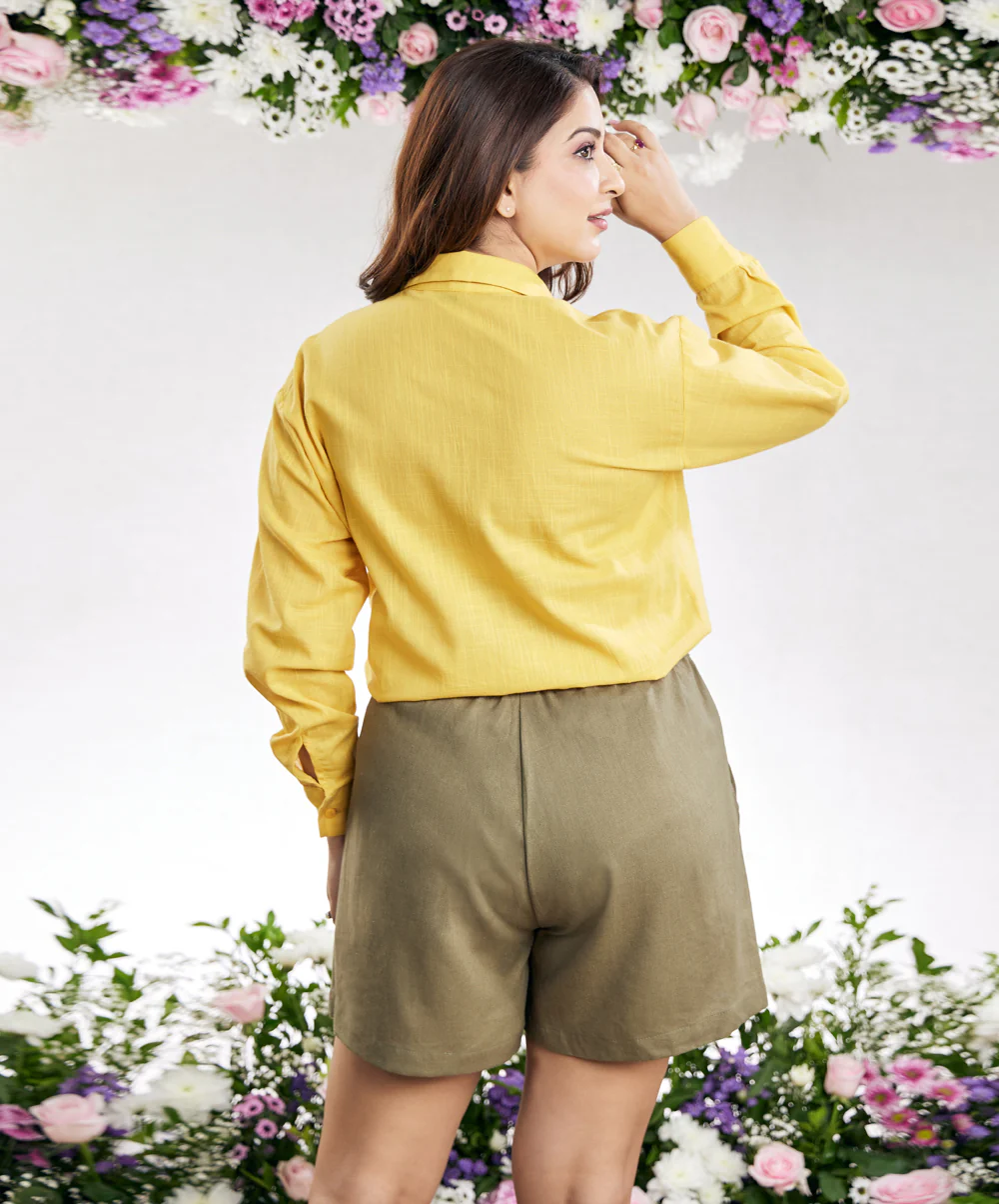 Oversized Cotton Yellow Shirt - Image 3
