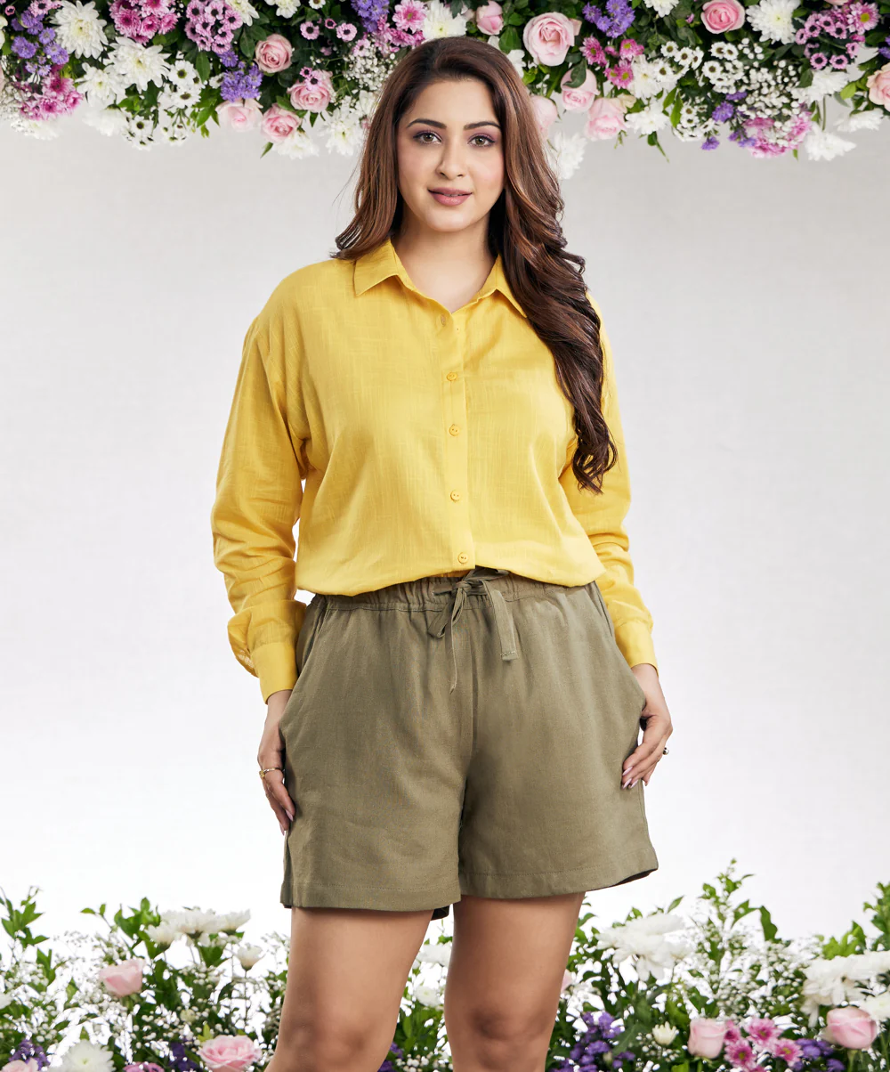 Oversized Cotton Yellow Shirt - Image 4