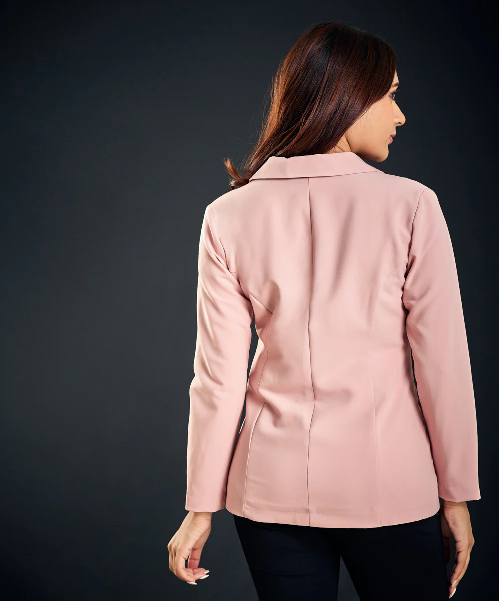 Oversized Pink Blazer Jacket With Lapels - Image 5