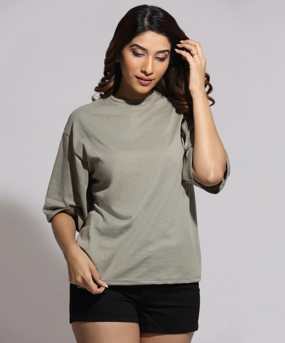 Oversized Solid Green Tshirt