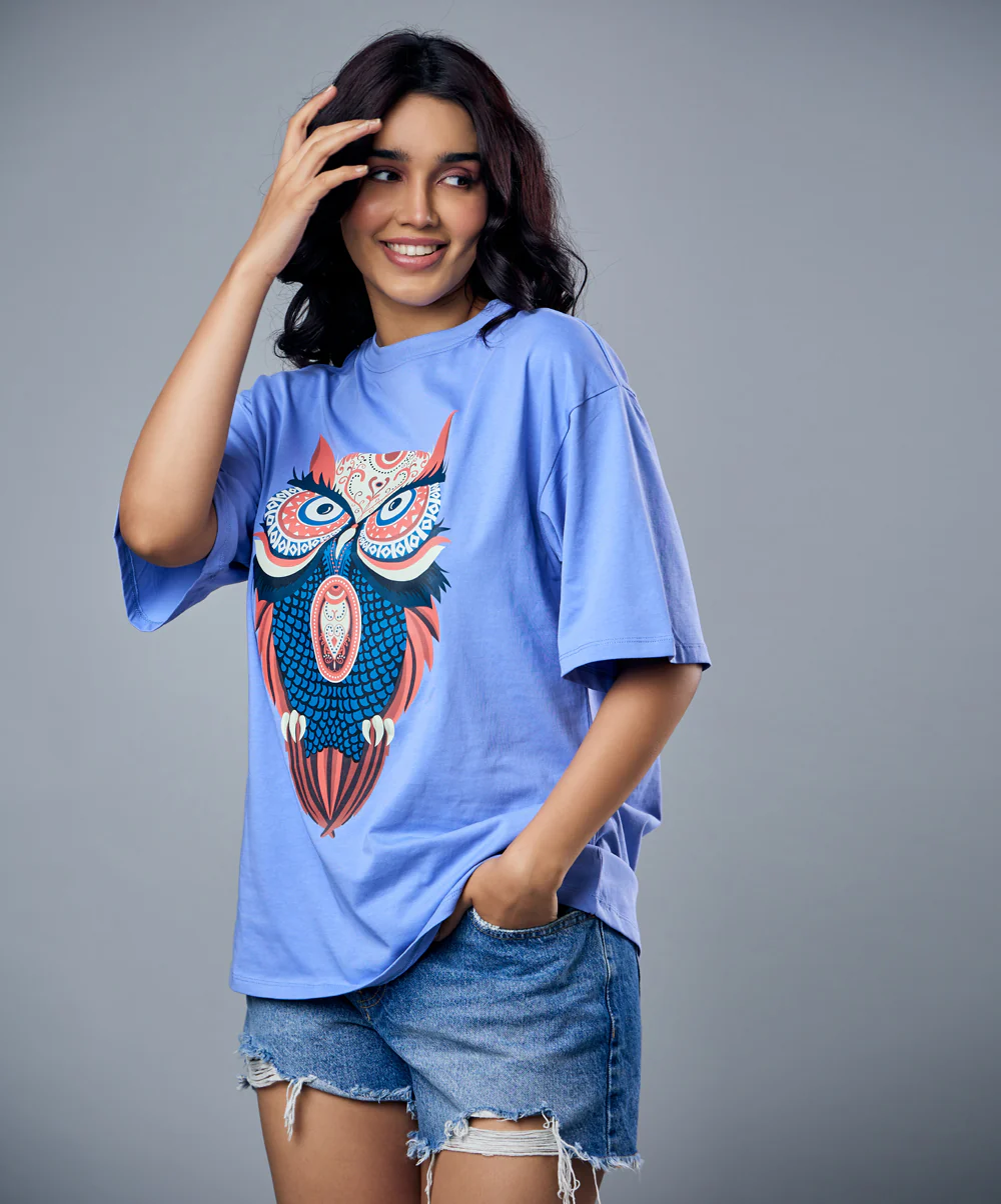 Owl Printed Oversized Tshirt - Image 2