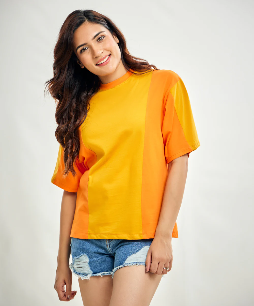 Paneled Oversized Crew Neck Tshirt - Image 2
