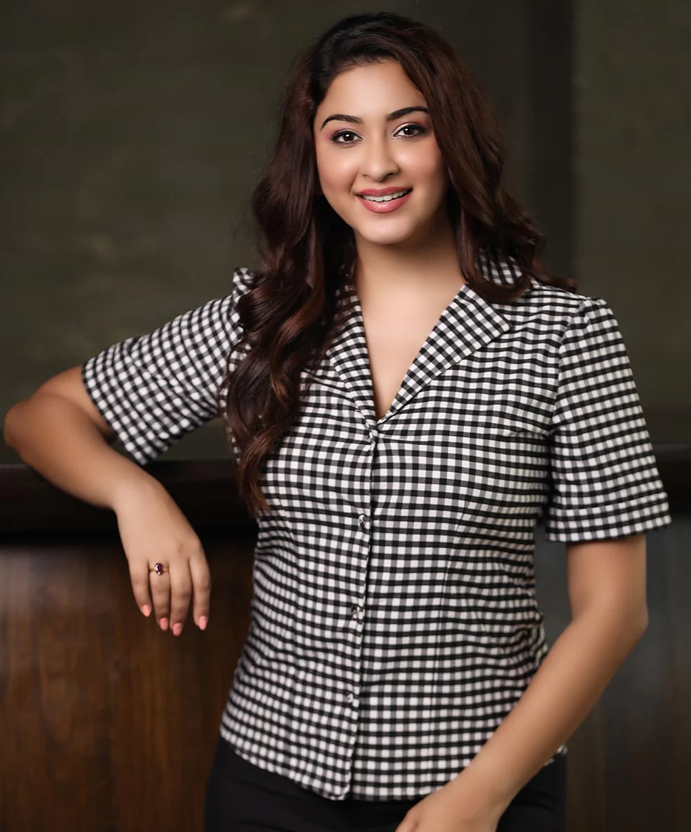 Plaid Button Up Black Blouse