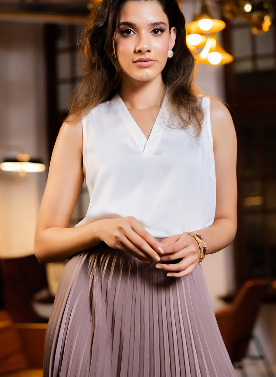 Pleated Printed Skirt - Image 4