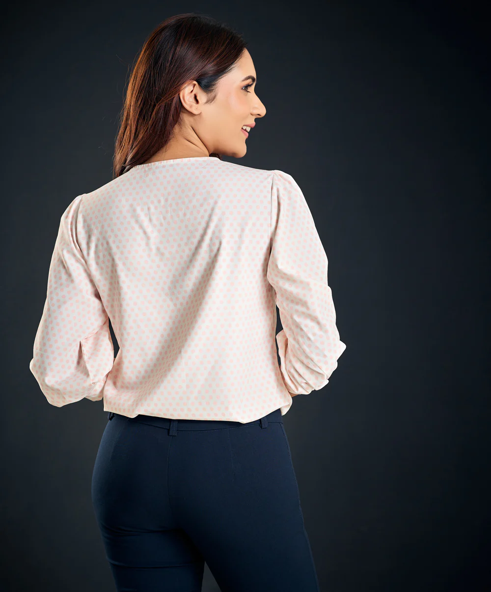 Polka Dot Printed Pink Top - Image 4