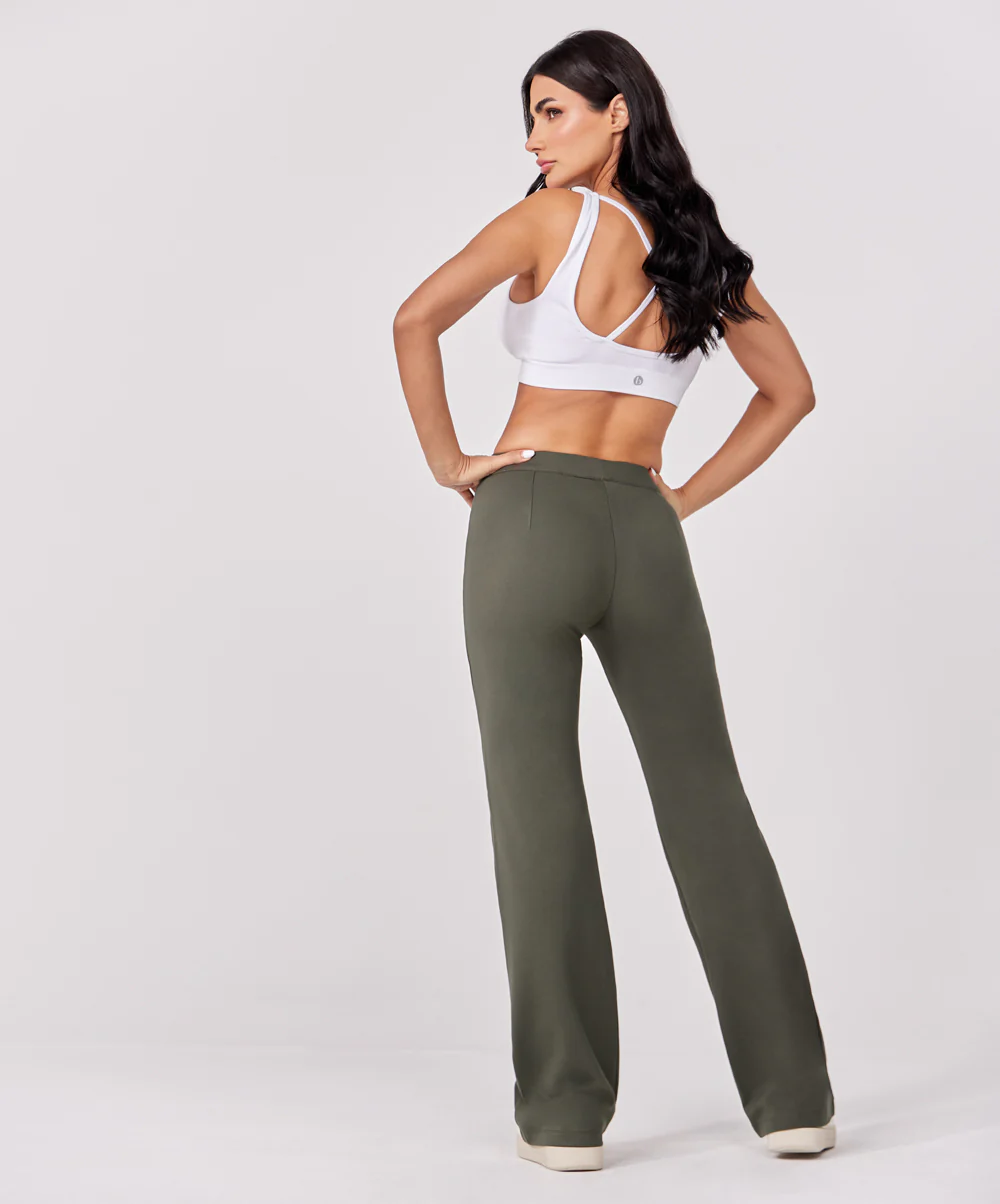 Ponte flared pant - Khaki - Image 4