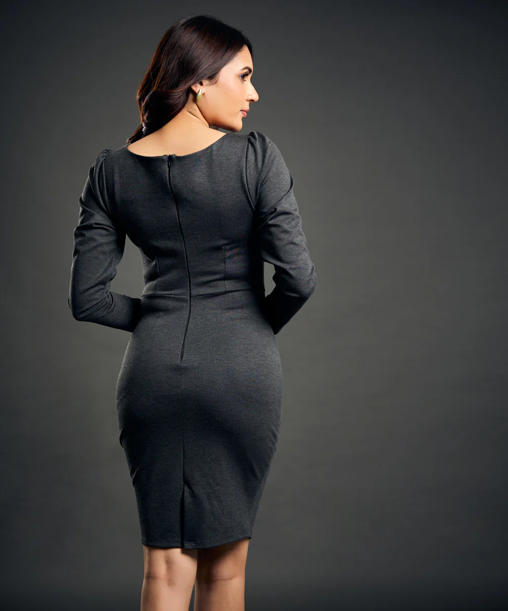 Ponte Shift Grey Dress - Image 4