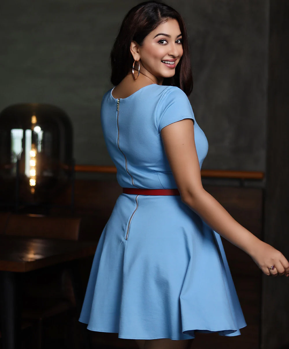 Princess Line Skater Mini Solid Dress - Image 2