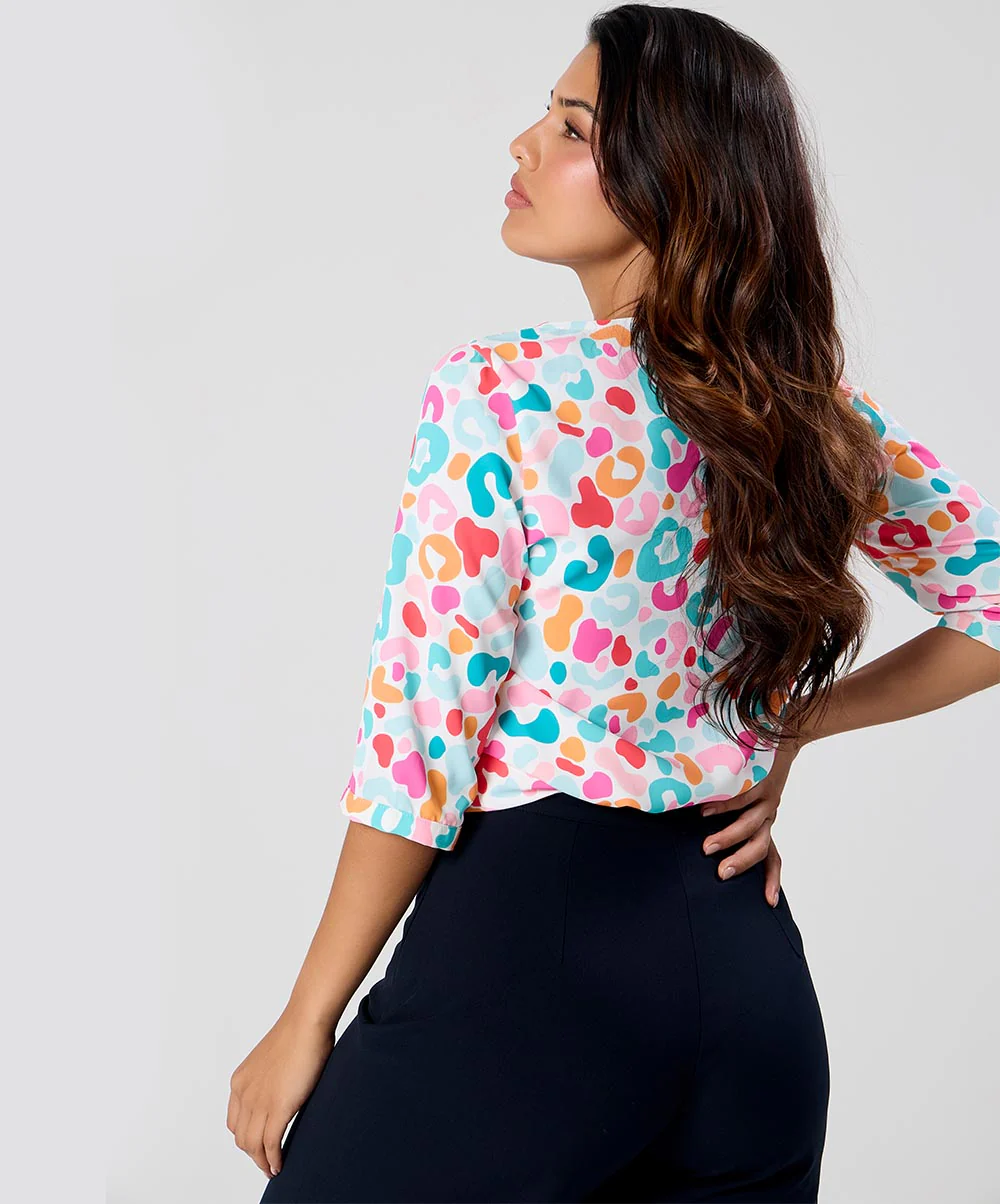 Printed Half Sleeve Vneck Top - Image 5