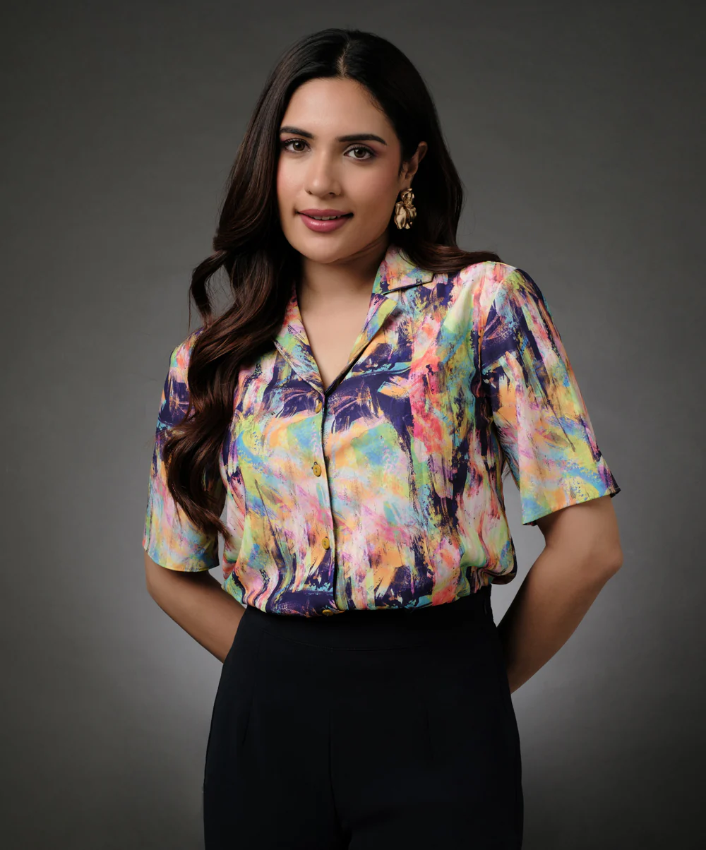 Printed Oversized Shirt With Lapels - Image 3