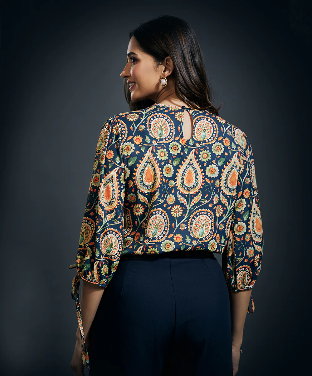 Printed Sleeve Detailed Top - Image 4