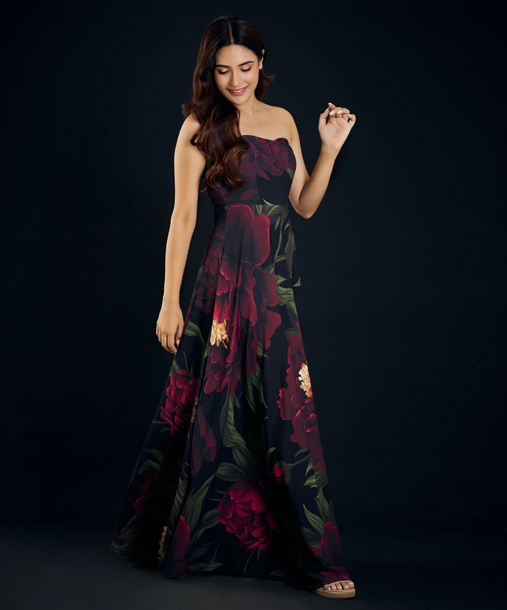 Printed Tube Maxi Dress