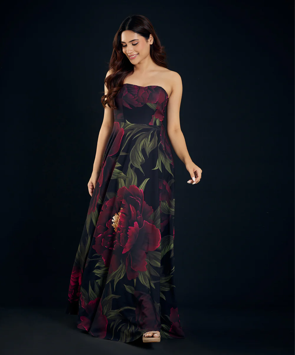 Printed Tube Maxi Dress - Image 3