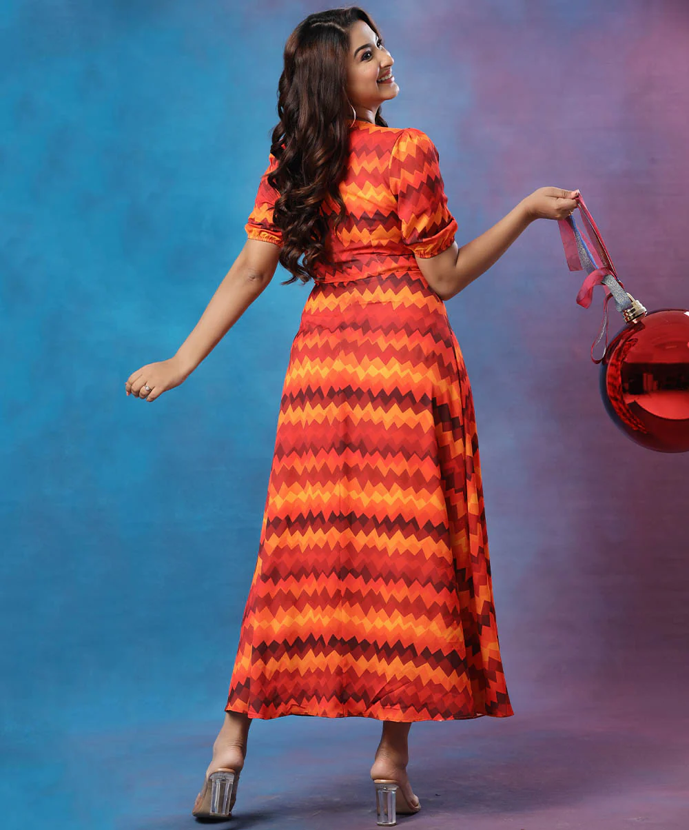 Puffed Sleeve Vneck Princess Dress - Image 2