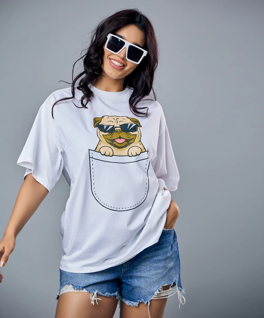 Pug In A Pocket Oversized Tshirt - Image 6