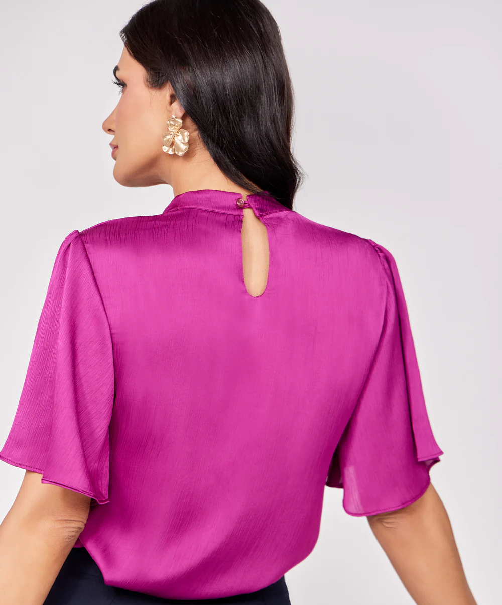 Purple Flared Short Sleeve Top - Image 3