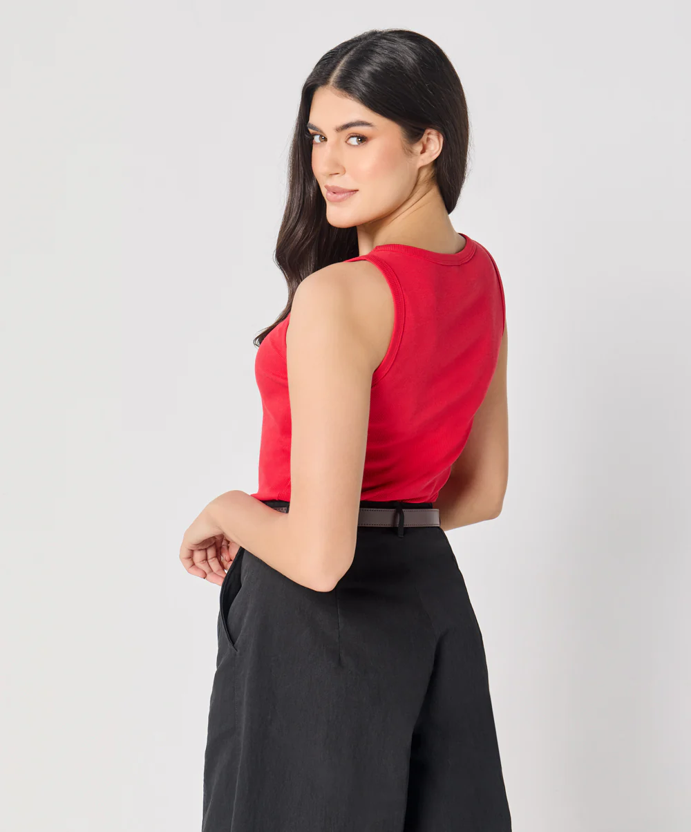 Red Rib Cami Top - Image 4