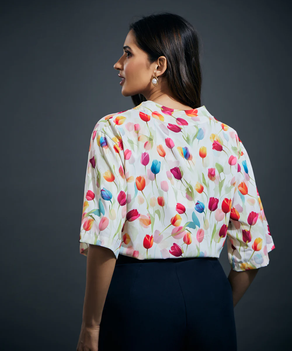 Relaxed sleeve chiffon printed top - Image 4