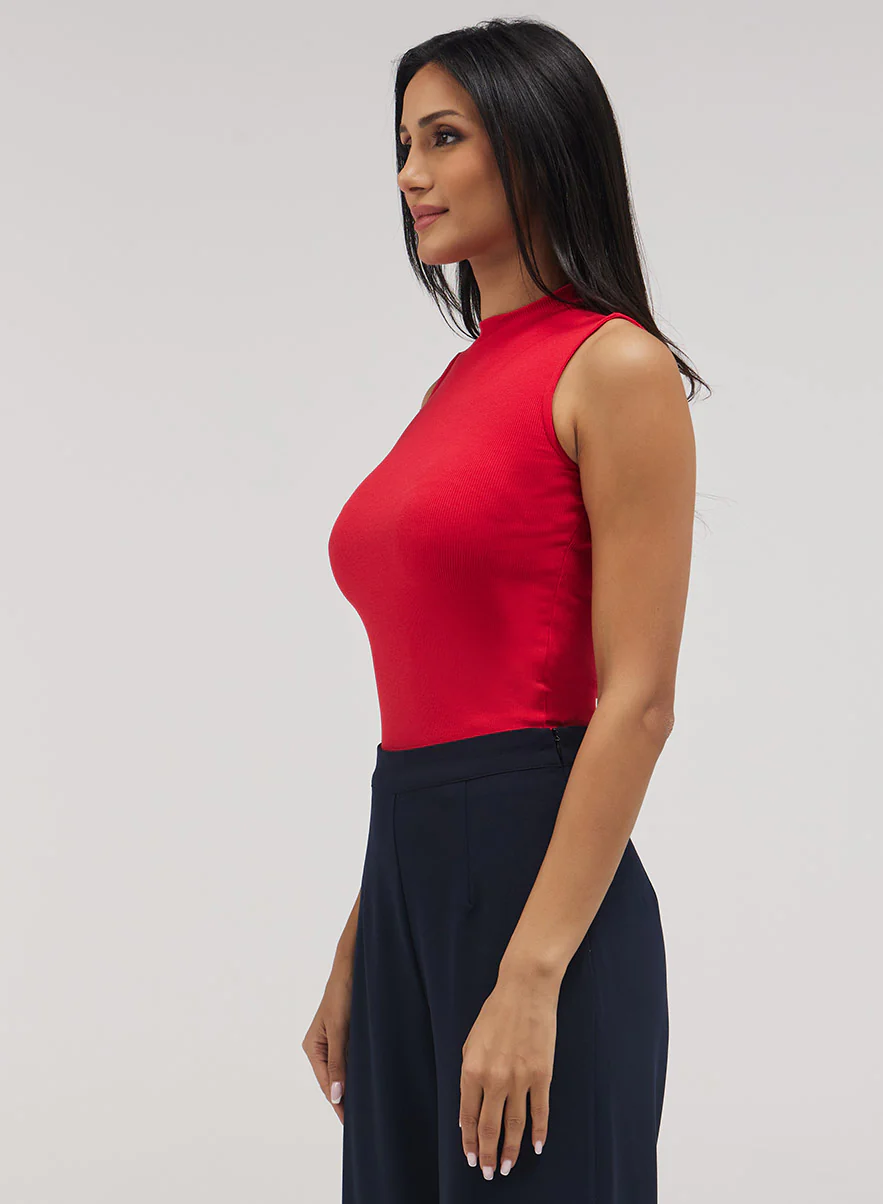 Rib Skinny Top - Red