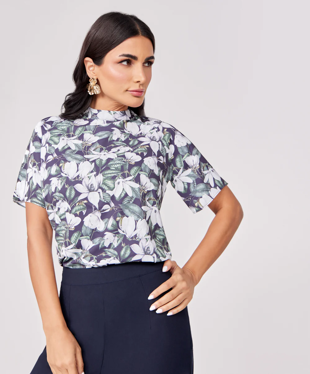 Short Sleeve Black Printed Top - Image 2