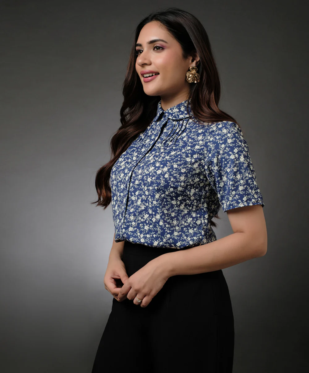 Short Sleeve Chiffon Printed Top - Image 2