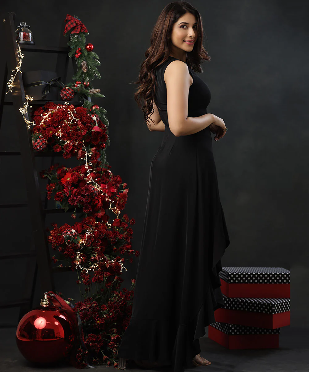 Side Angel Frilled Chiffon Maxi - Image 2