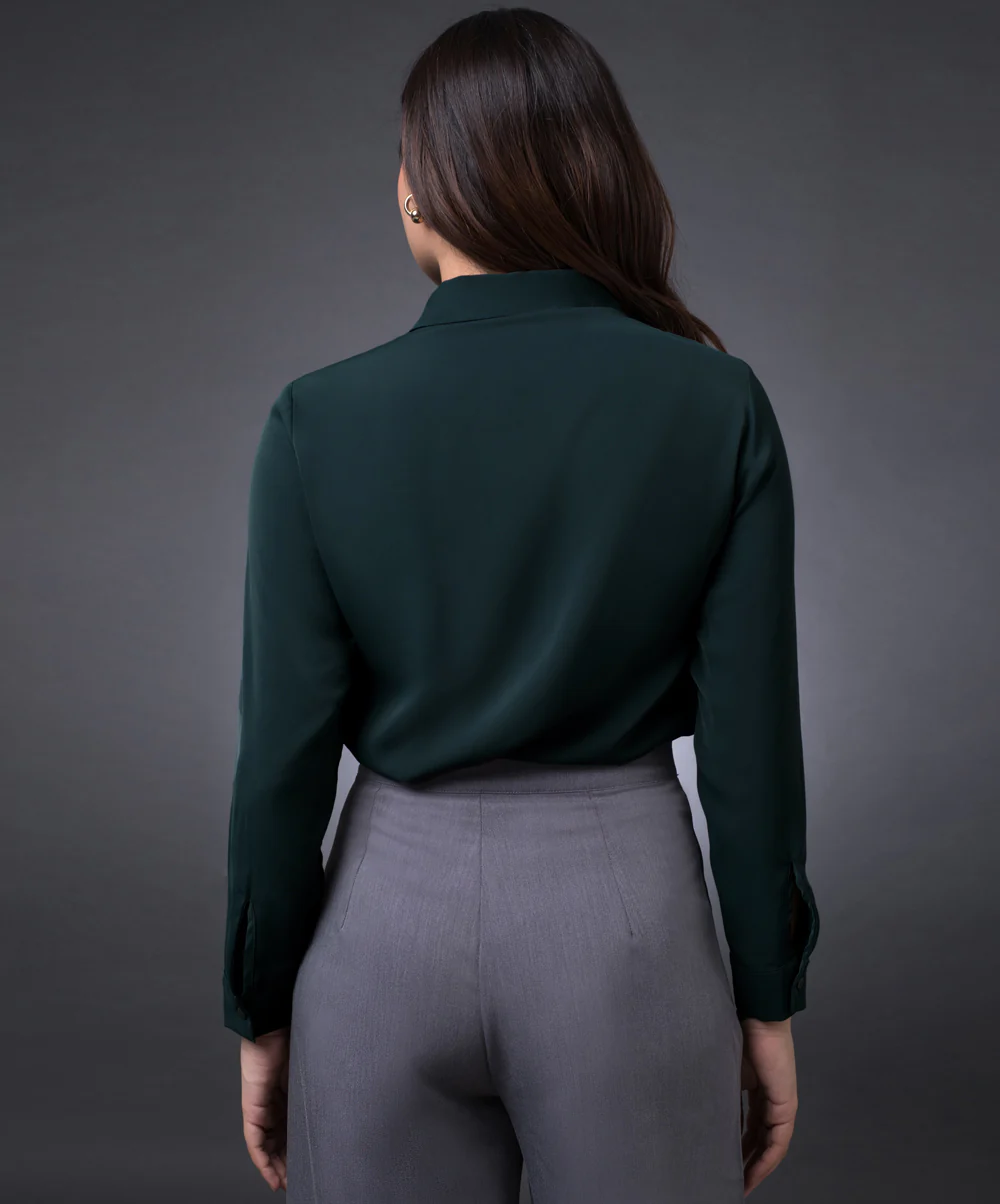 Side Pintuck Green Top - Image 5