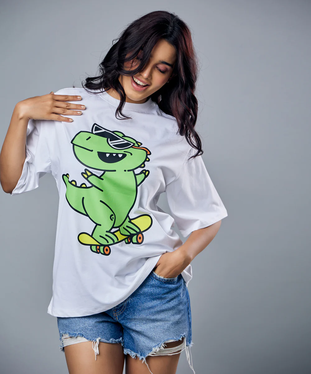 Skating Croco White Oversized Tshirt - Image 2