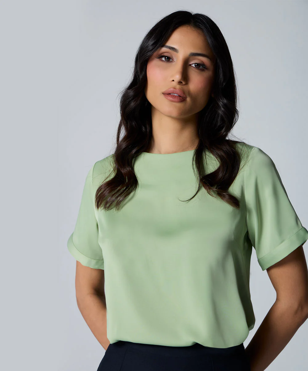 Sleeve Extended Satin Green Top - Image 3