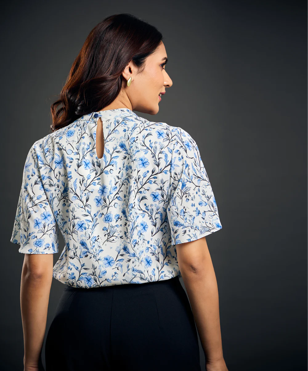 Sleeve Flutter Printed Chiffon Top - Image 5