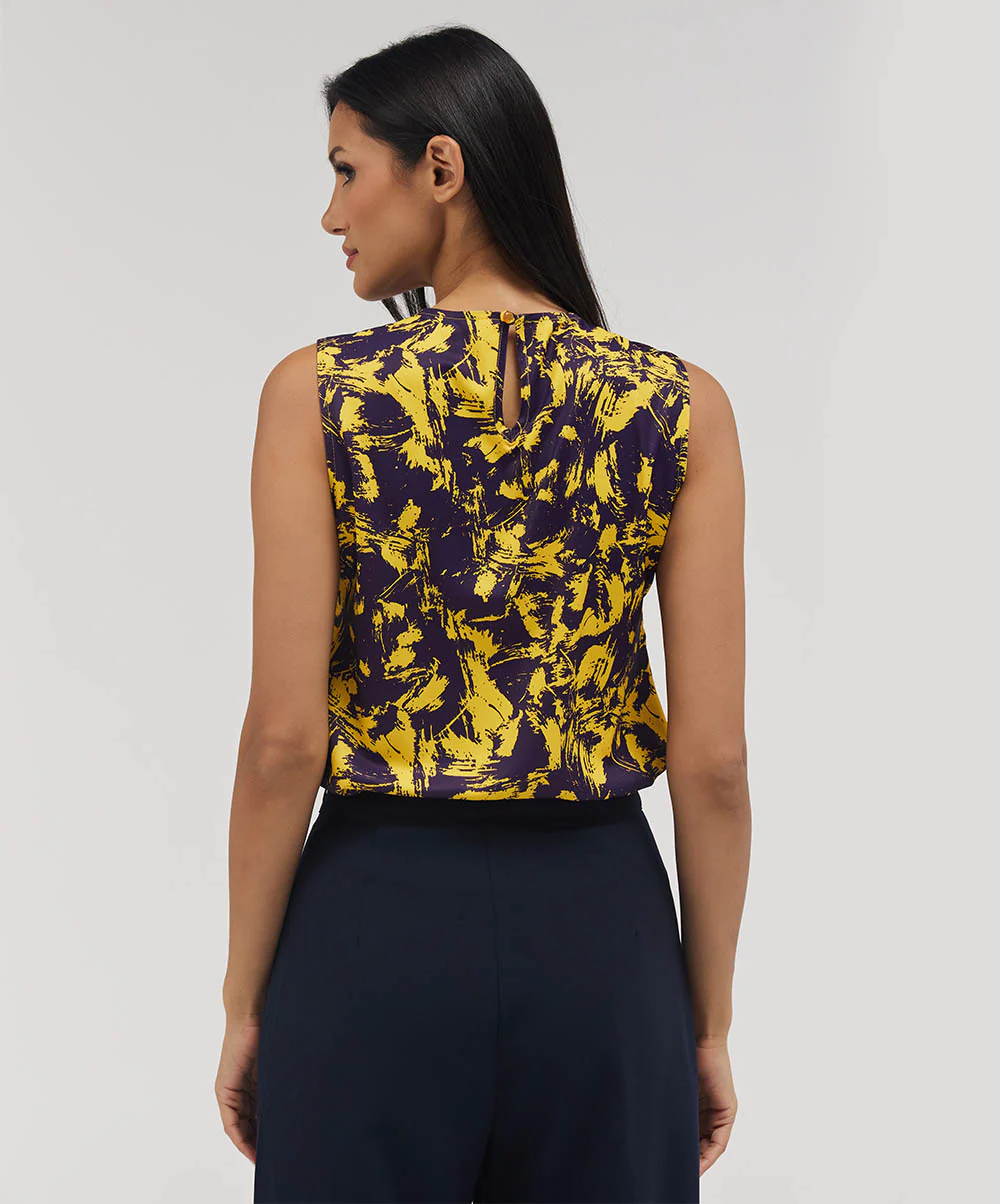 Sleeveless Abstract Printed Chiffon Top - Image 5