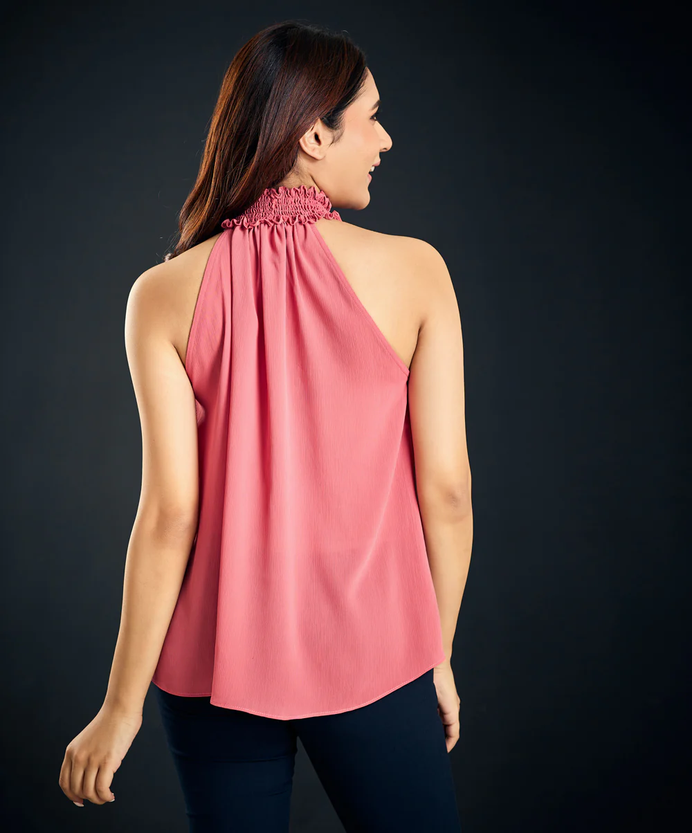 Sleeveless Halter Neck Pink Top - Image 3