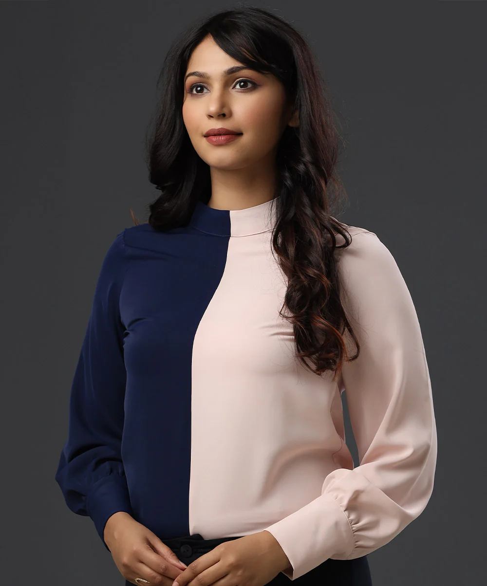 Solid Two Tone Chiffon Top