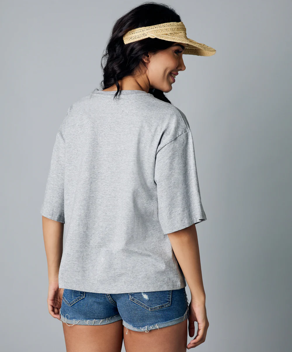 Sorry I'm Late Oversize Gray Tshirt - Image 4