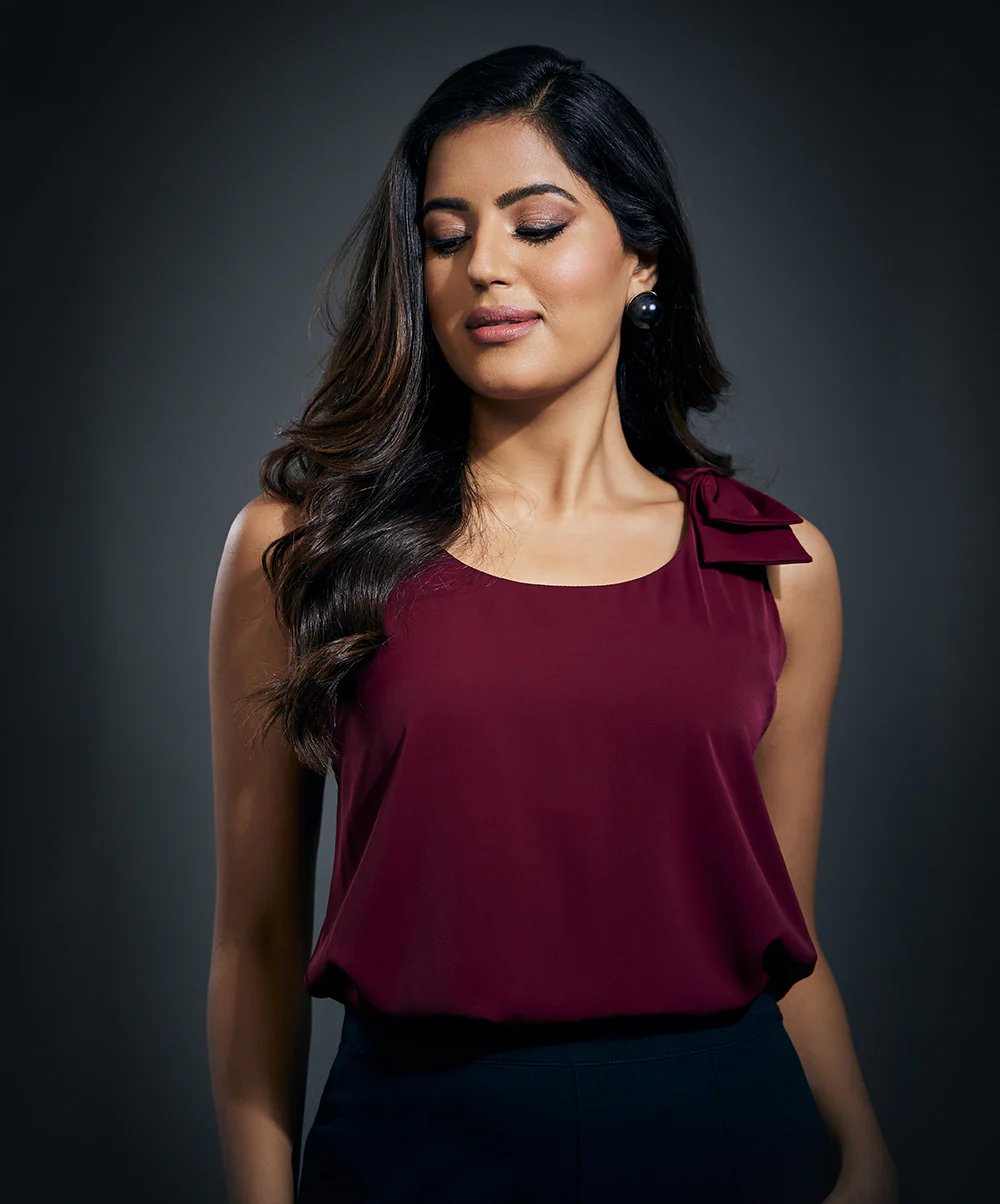 Strap Bow Sleeveless Top-Red - Image 2