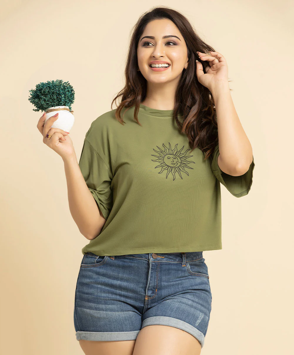 Sun Moon Merged Crop Tee