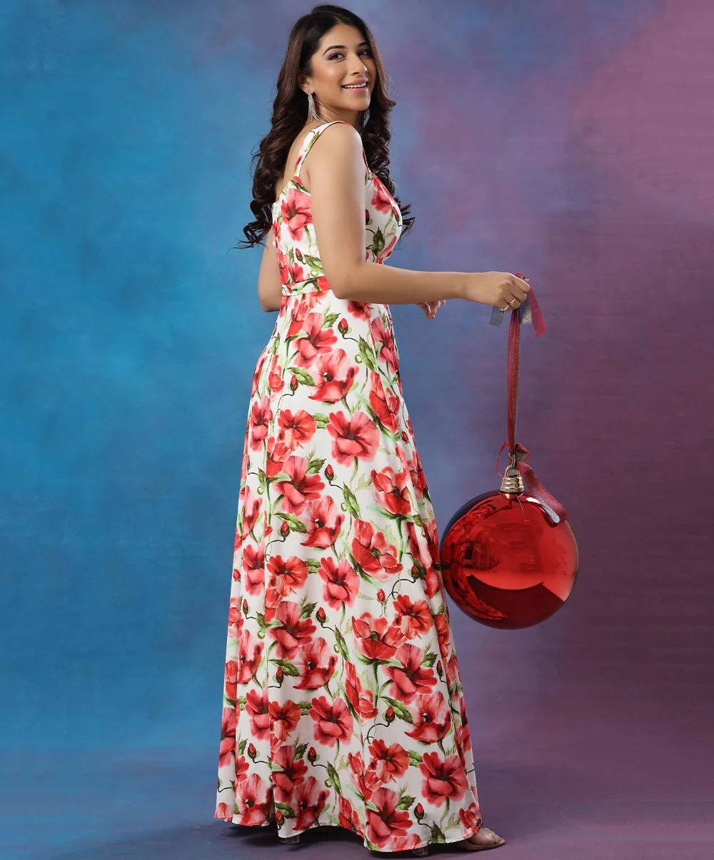 Sweet Heart Neck Printed Maxi Dress - Image 3