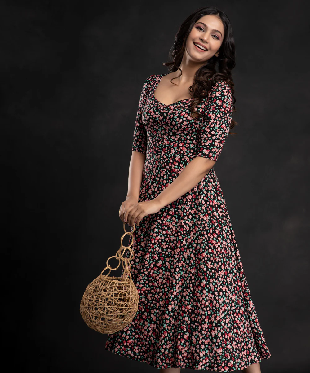 Sweetheart Bustier Micro Floral Dress