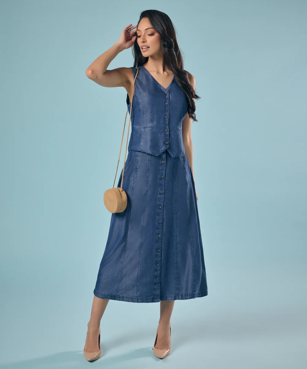 Tencel Front Buttoned Skirt - Image 2
